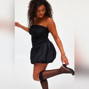 Kimchi Blue Black Bubble Hem Mini Dress